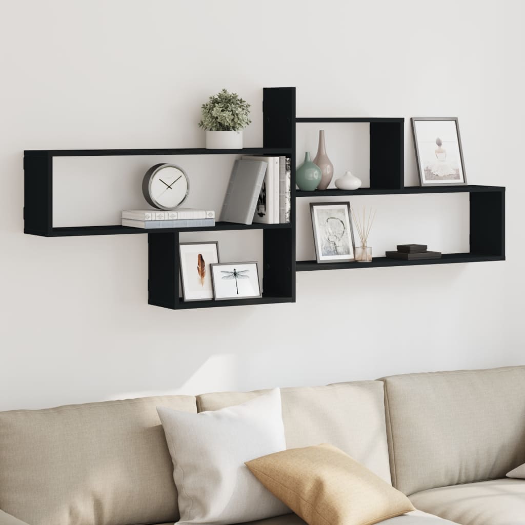 vidaXL Wandregal Schwarz 167,5x18x68 cm Holzwerkstoff