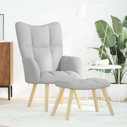 Relaxsessel mit Fußhocker Wolkengrauer Stoff