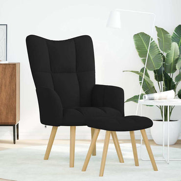 vidaXL Relaxsessel mit Hocker Schwarz Stoff