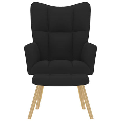 Relaxsessel mit Hocker Schwarz Stoff