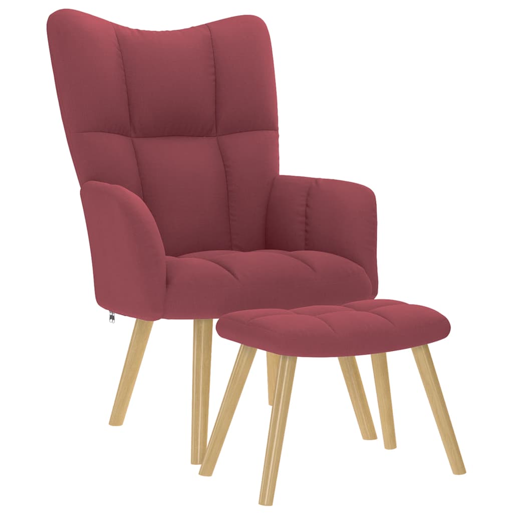 vidaXL Relaxsessel mit Hocker Weinrot Stoff