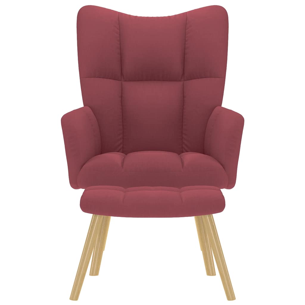 vidaXL Relaxsessel mit Hocker Weinrot Stoff