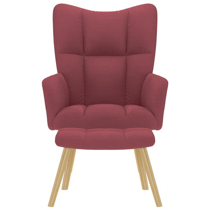 vidaXL Relaxsessel mit Hocker Weinrot Stoff