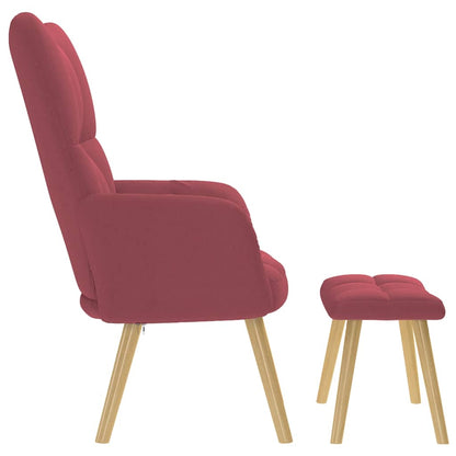 vidaXL Relaxsessel mit Hocker Weinrot Stoff