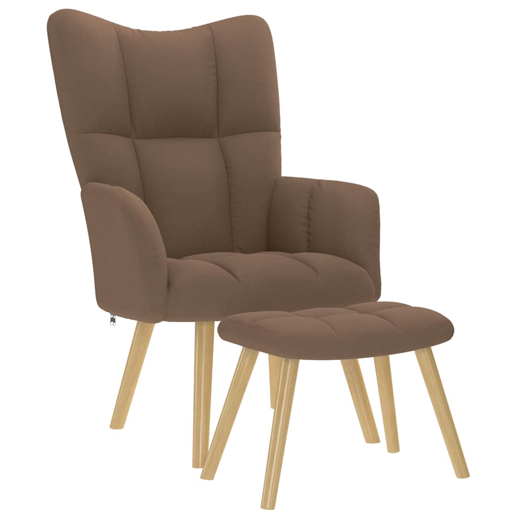 vidaXL Relaxsessel mit Hocker Braun Stoff