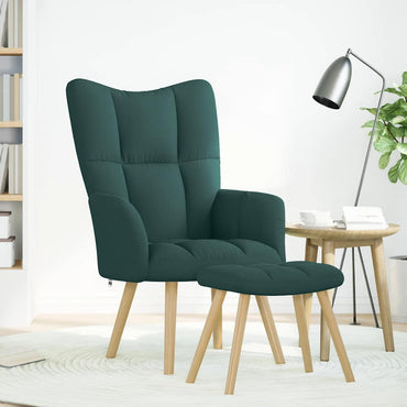 vidaXL Relaxsessel mit Hocker Dunkelgrün Stoff