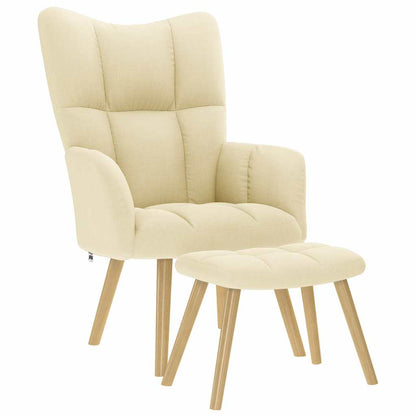 vidaXL Fauteuil relax avec repose-pieds en tissu crème