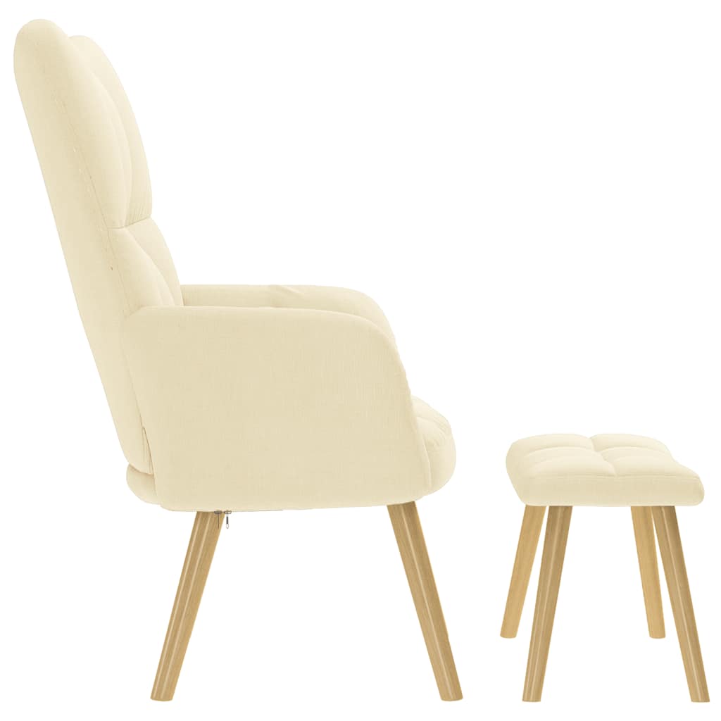 vidaXL Fauteuil relax avec repose-pieds en tissu crème