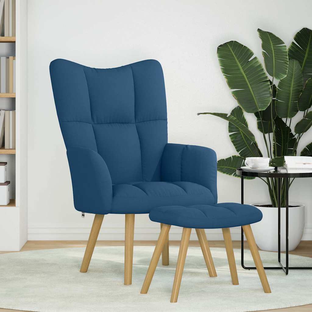 vidaXL Fauteuil relax avec repose-pieds Tissu bleu