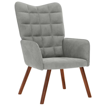vidaXL Relaxsessel mit Hocker Hellgrau Samt