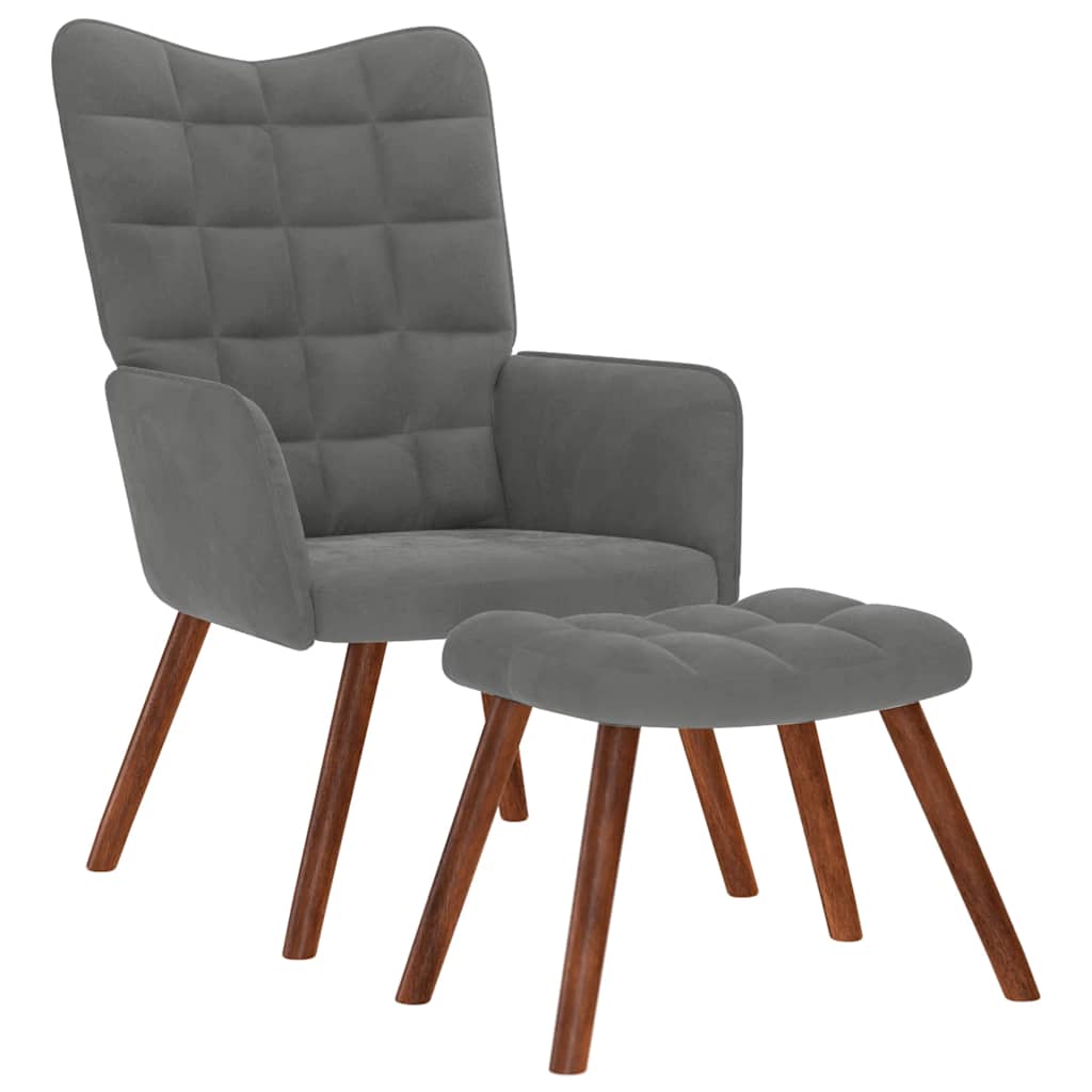 vidaXL Relaxsessel mit Hocker Dunkelgrau Samt