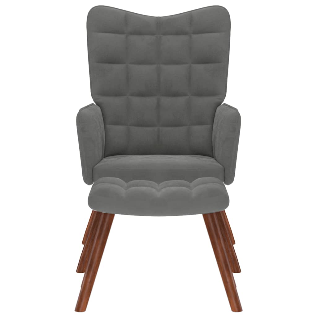 vidaXL Relaxsessel mit Hocker Dunkelgrau Samt