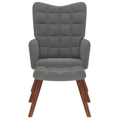 vidaXL Relaxsessel mit Hocker Dunkelgrau Samt