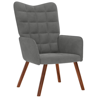 vidaXL Relaxsessel mit Hocker Dunkelgrau Samt