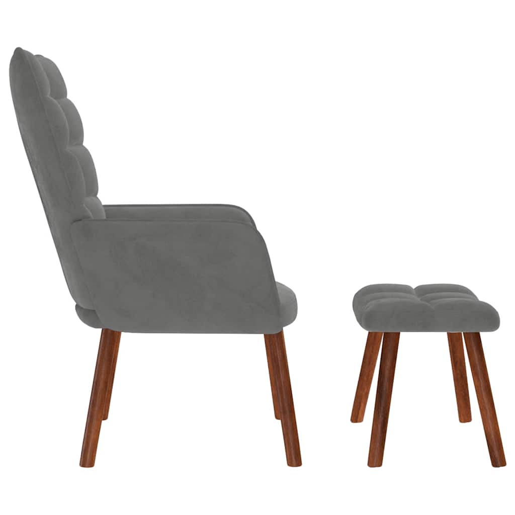 vidaXL Relaxsessel mit Hocker Dunkelgrau Samt