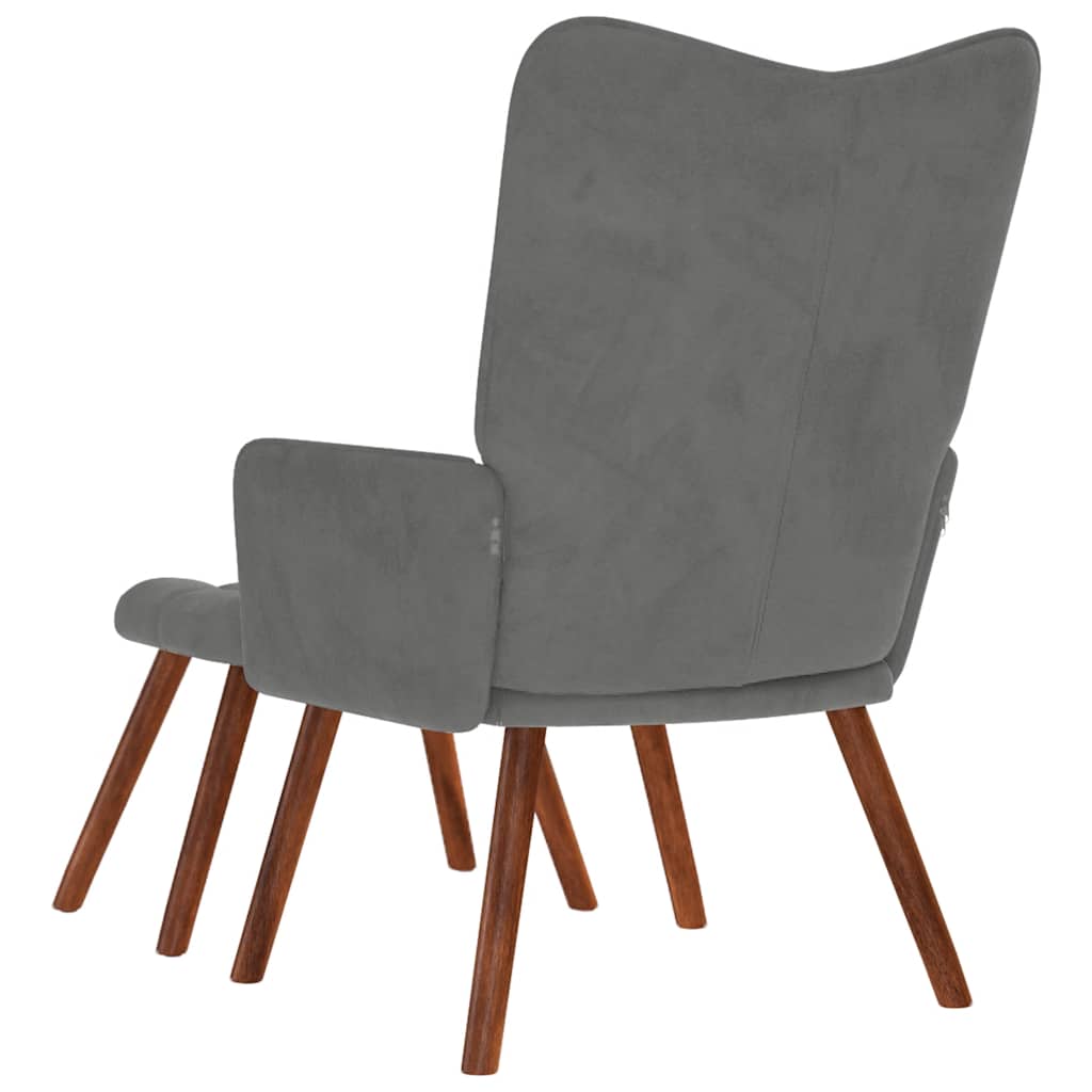 vidaXL Relaxsessel mit Hocker Dunkelgrau Samt