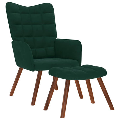 vidaXL Relaxsessel mit Hocker Dunkelgrün Samt