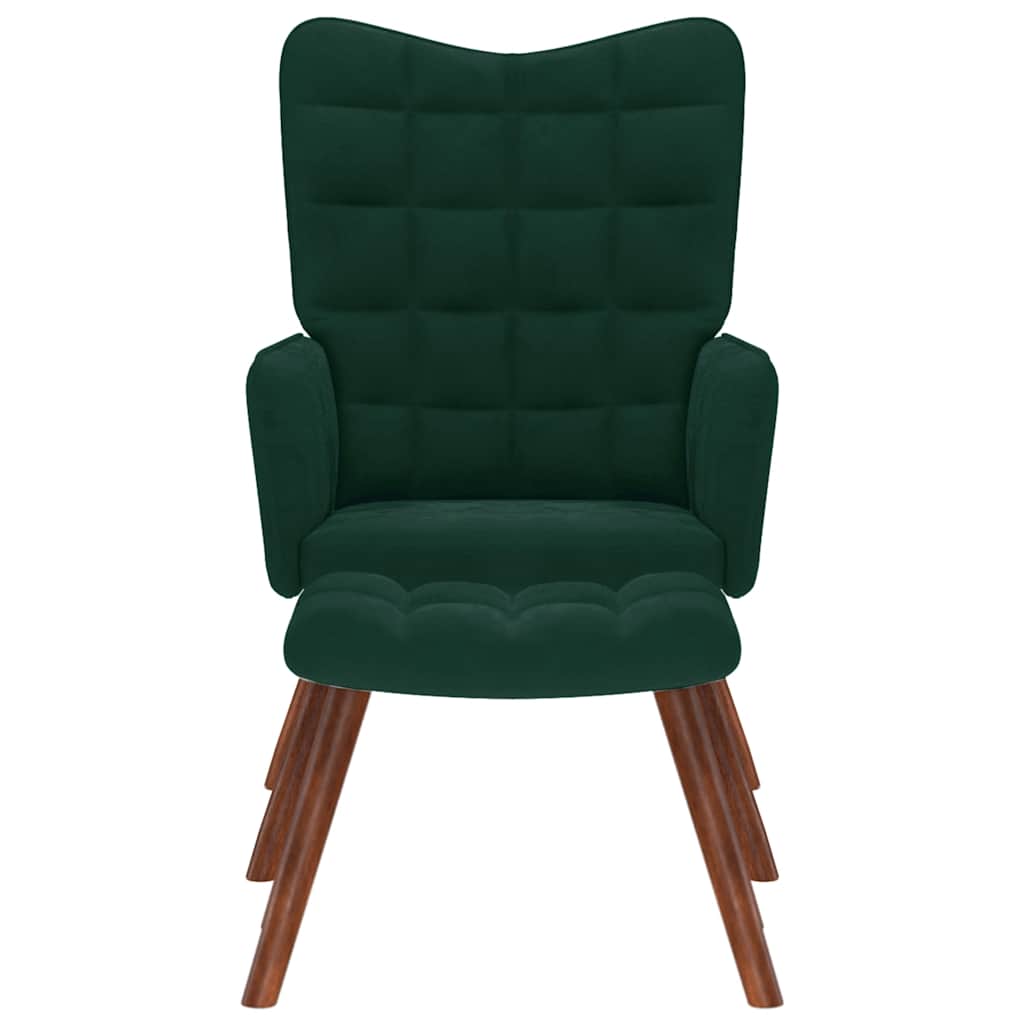 vidaXL Relaxsessel mit Hocker Dunkelgrün Samt