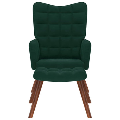 vidaXL Relaxsessel mit Hocker Dunkelgrün Samt
