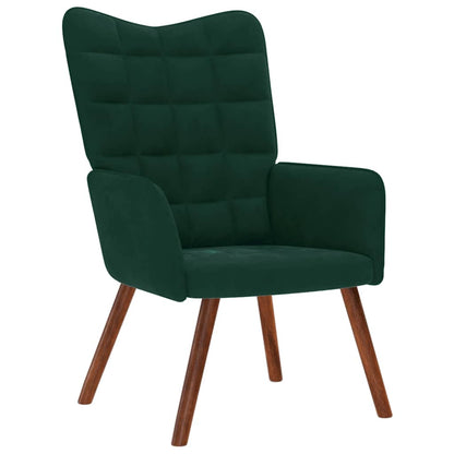 vidaXL Relaxsessel mit Hocker Dunkelgrün Samt