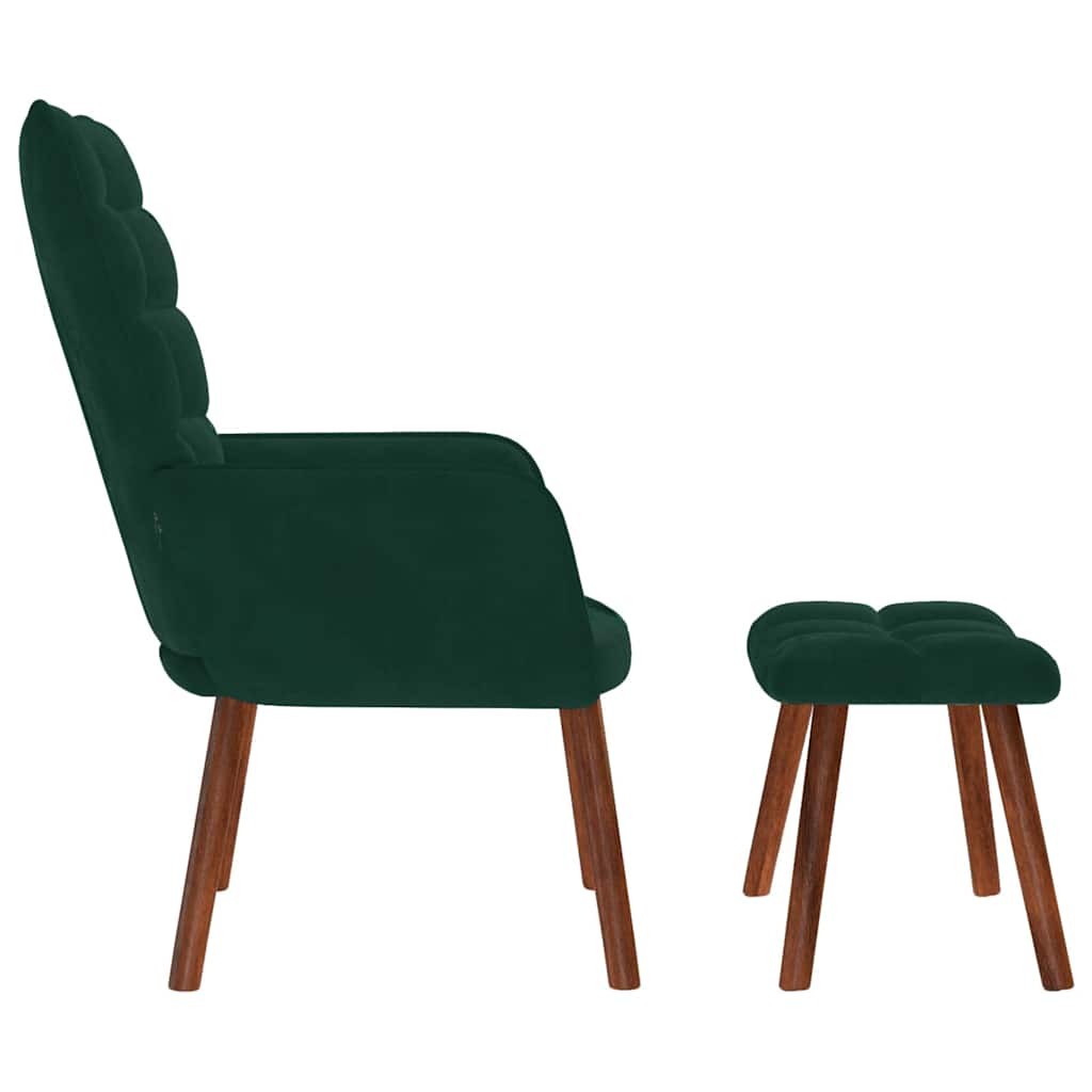 vidaXL Relaxsessel mit Hocker Dunkelgrün Samt