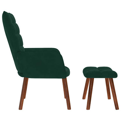 vidaXL Relaxsessel mit Hocker Dunkelgrün Samt