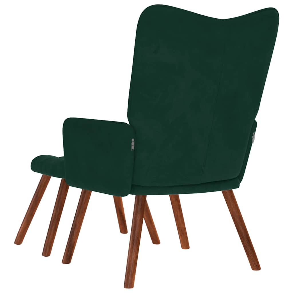 vidaXL Relaxsessel mit Hocker Dunkelgrün Samt