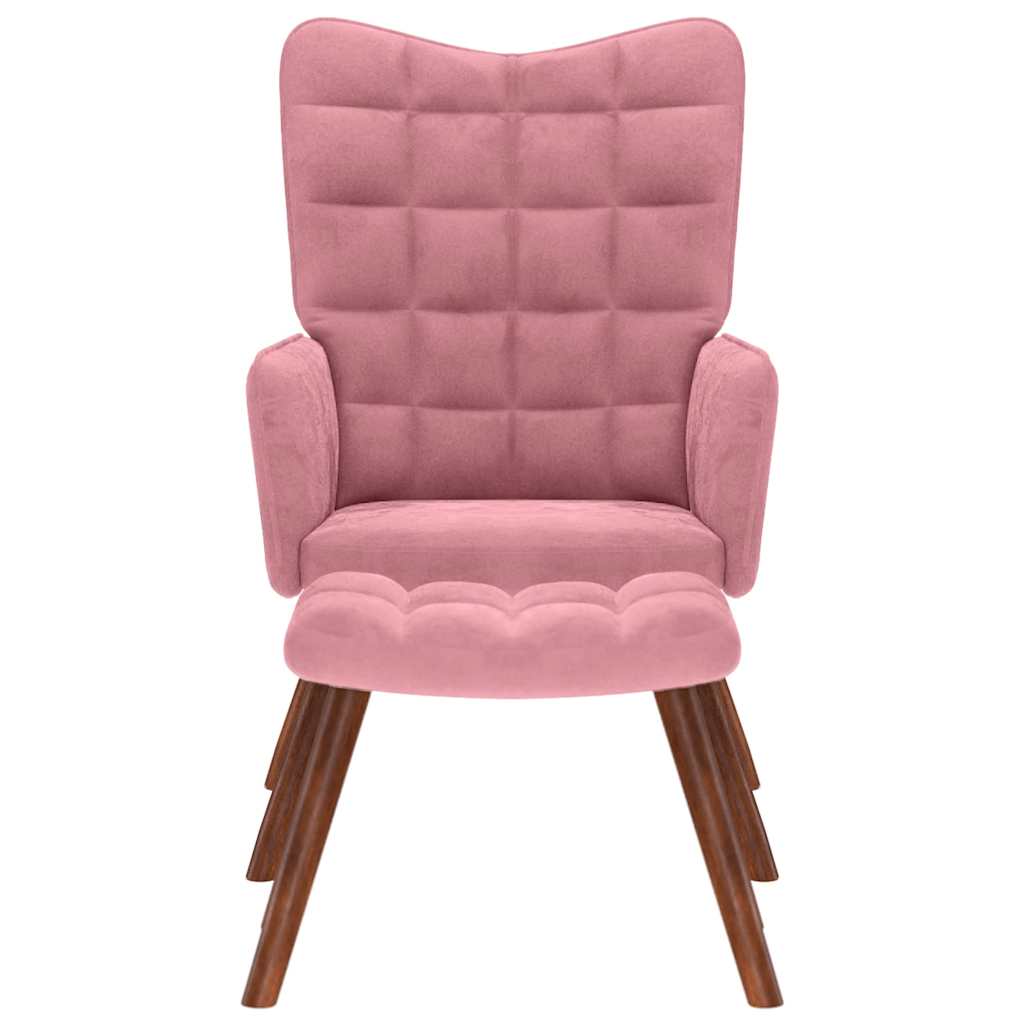 vidaXL Relaxsessel mit Hocker Rosa Samt