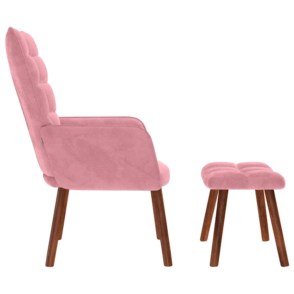 vidaXL Relaxsessel mit Hocker Rosa Samt