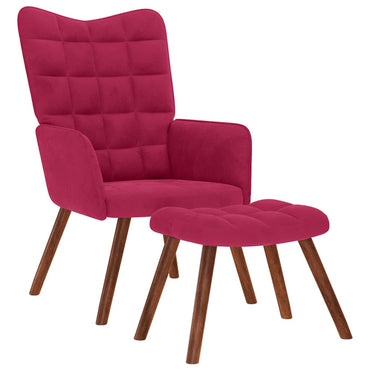 vidaXL Relaxsessel mit Hocker Weinrot Samt