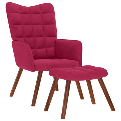 vidaXL Relaxsessel mit Hocker Weinrot Samt
