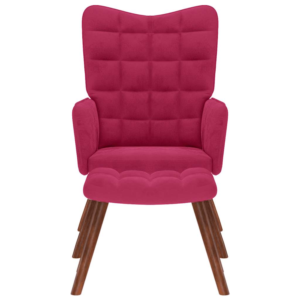 vidaXL Relaxsessel mit Hocker Weinrot Samt