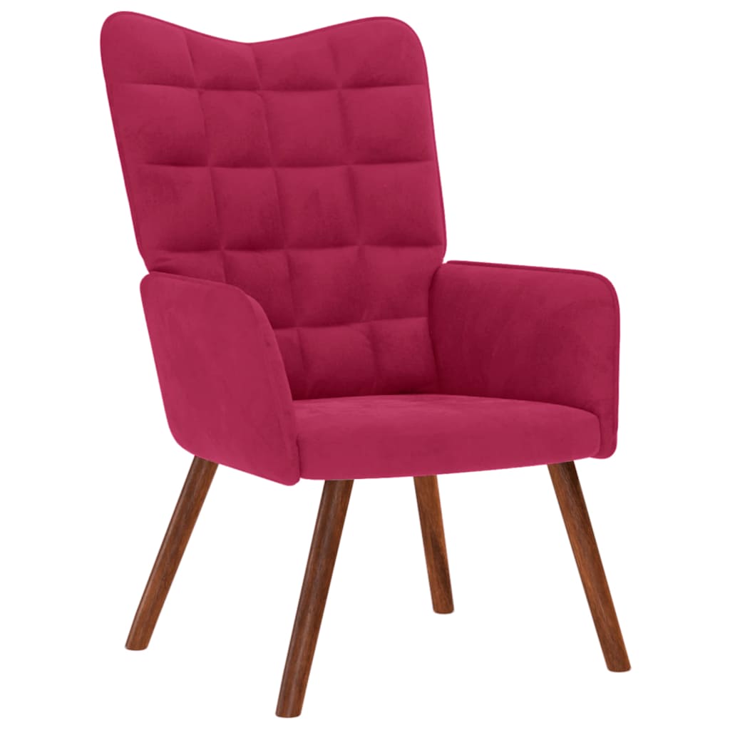 vidaXL Relaxsessel mit Hocker Weinrot Samt