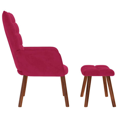 vidaXL Relaxsessel mit Hocker Weinrot Samt
