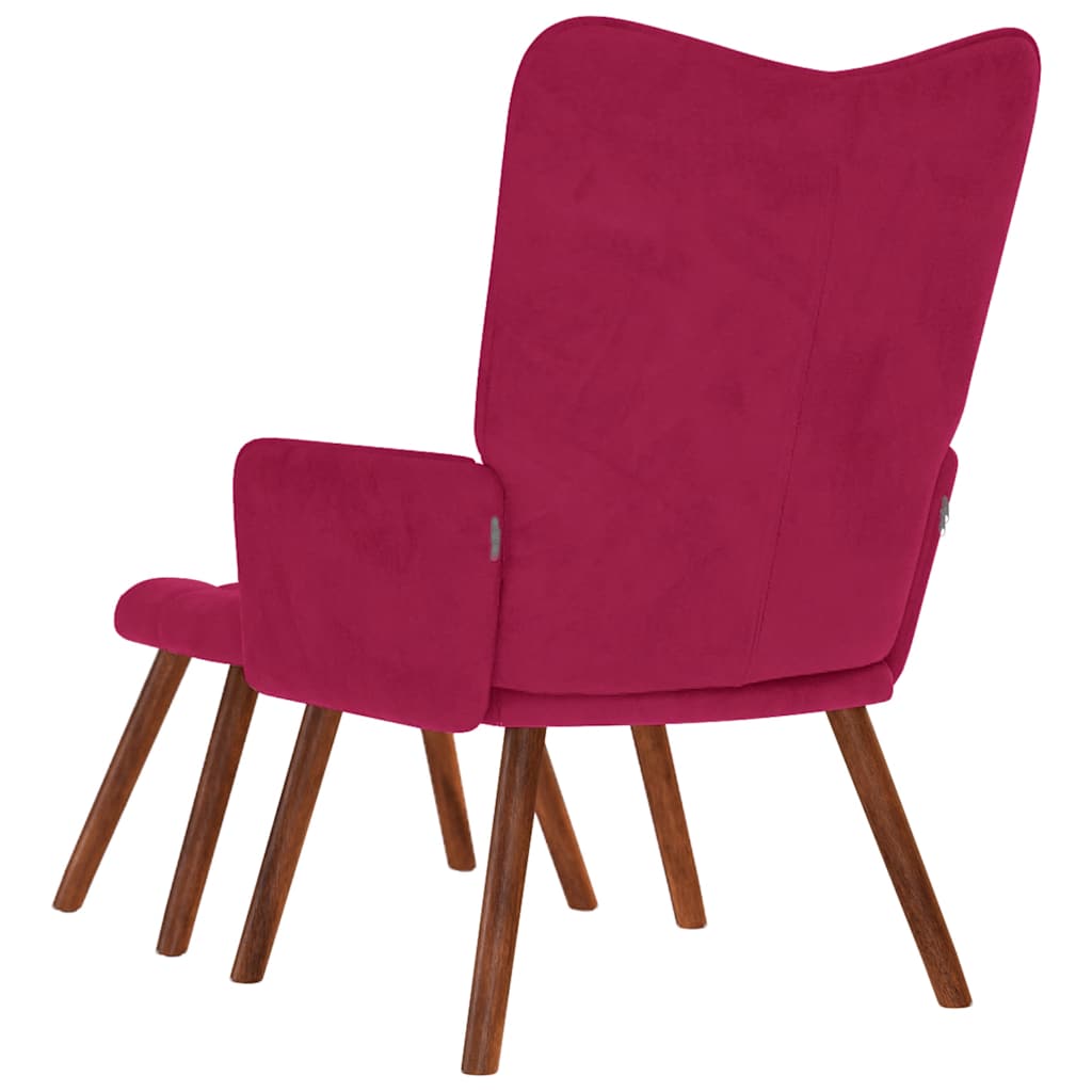 vidaXL Relaxsessel mit Hocker Weinrot Samt