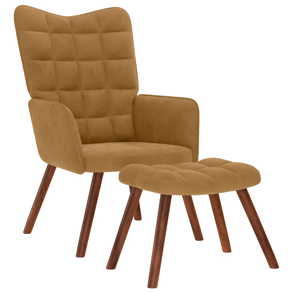 vidaXL Relaxsessel mit Hocker Braun Samt