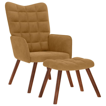 vidaXL Relaxsessel mit Hocker Braun Samt