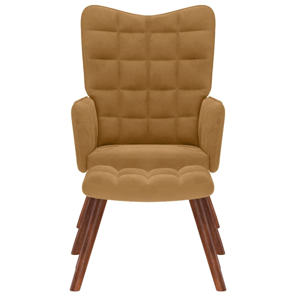 vidaXL Relaxsessel mit Hocker Braun Samt