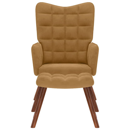 vidaXL Relaxsessel mit Hocker Braun Samt