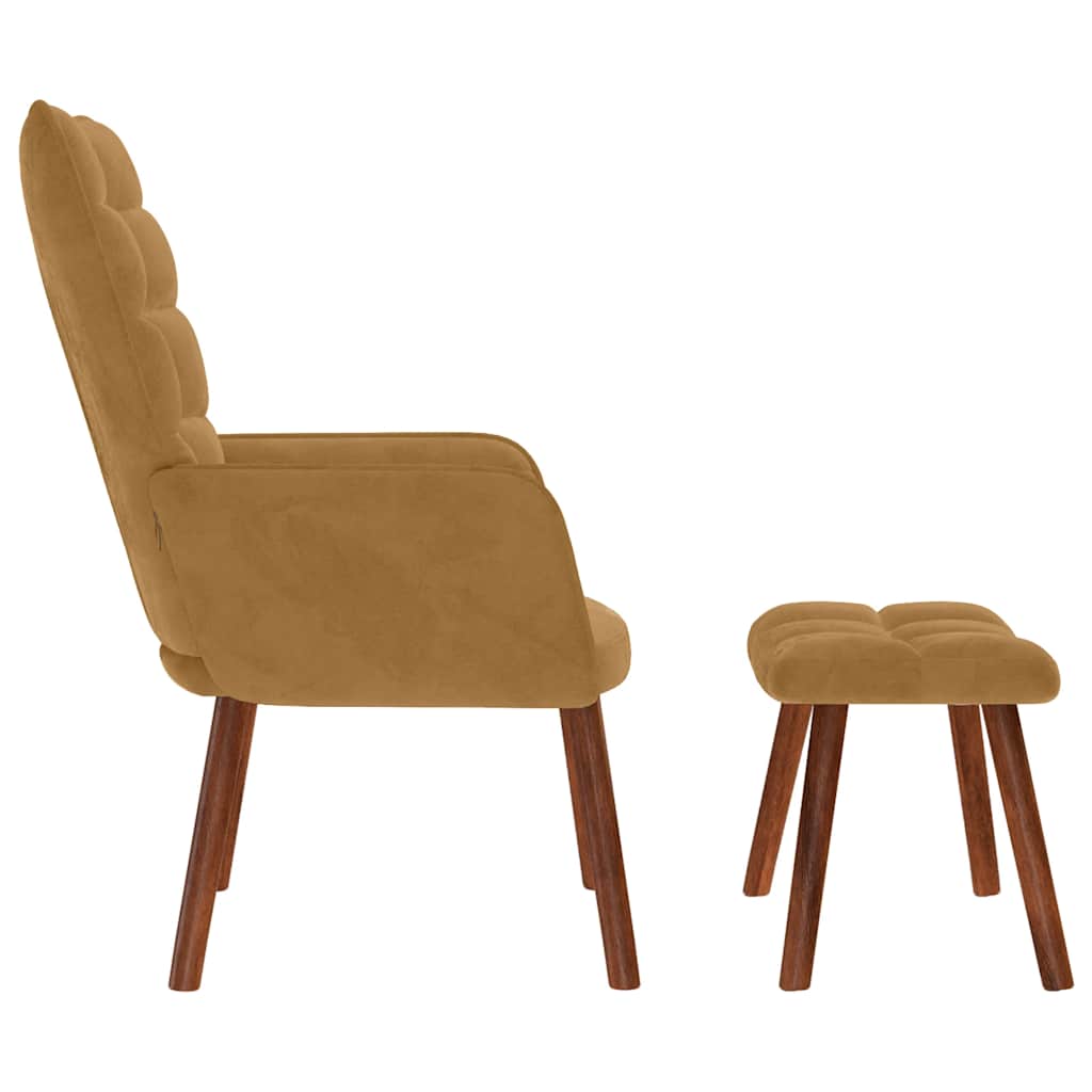 vidaXL Relaxsessel mit Hocker Braun Samt