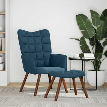 vidaXL Relaxsessel mit Hocker Blau Samt