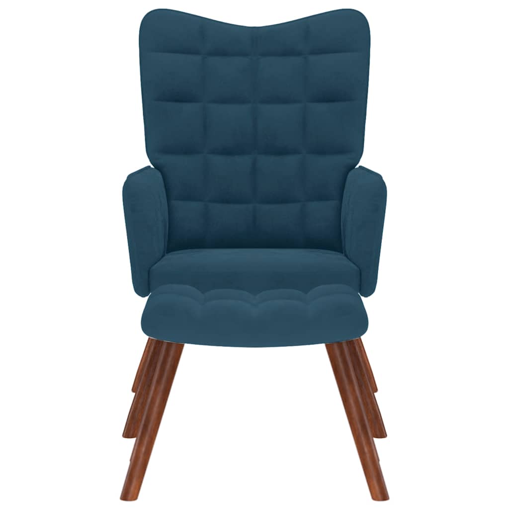 vidaXL Relaxsessel mit Hocker Blau Samt