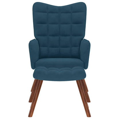 vidaXL Relaxsessel mit Hocker Blau Samt
