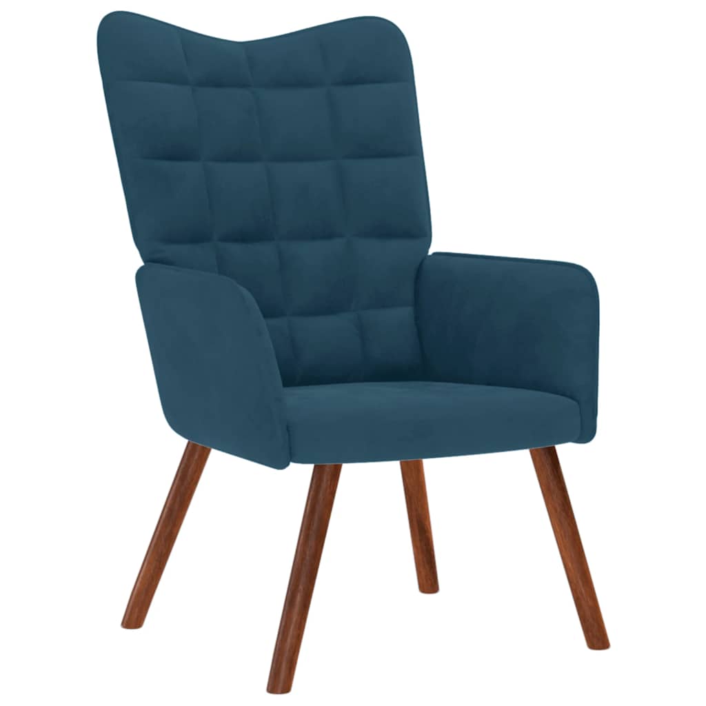 vidaXL Relaxsessel mit Hocker Blau Samt