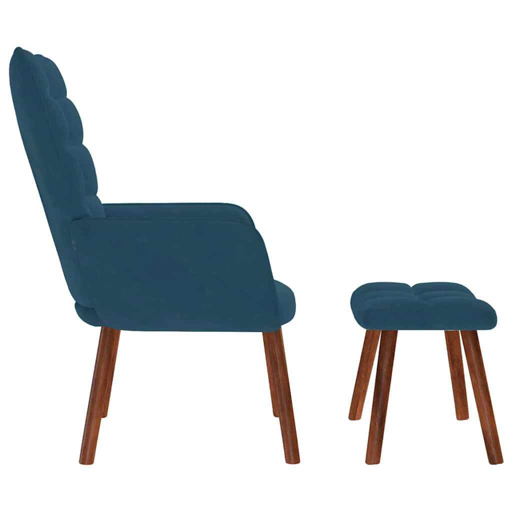 vidaXL Relaxsessel mit Hocker Blau Samt