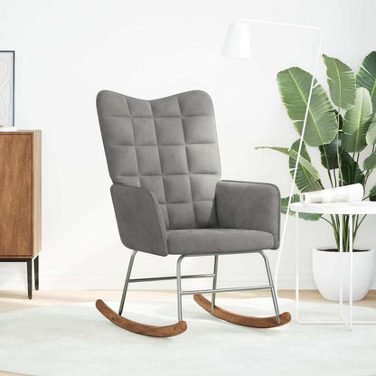 Schaukelstuhl Hellgrau Samt