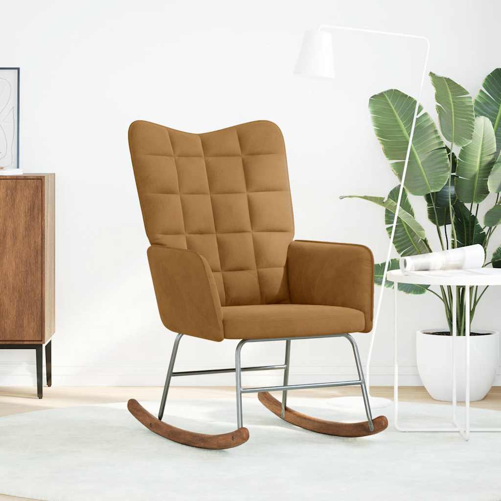 Schaukelstuhl Braun Samt