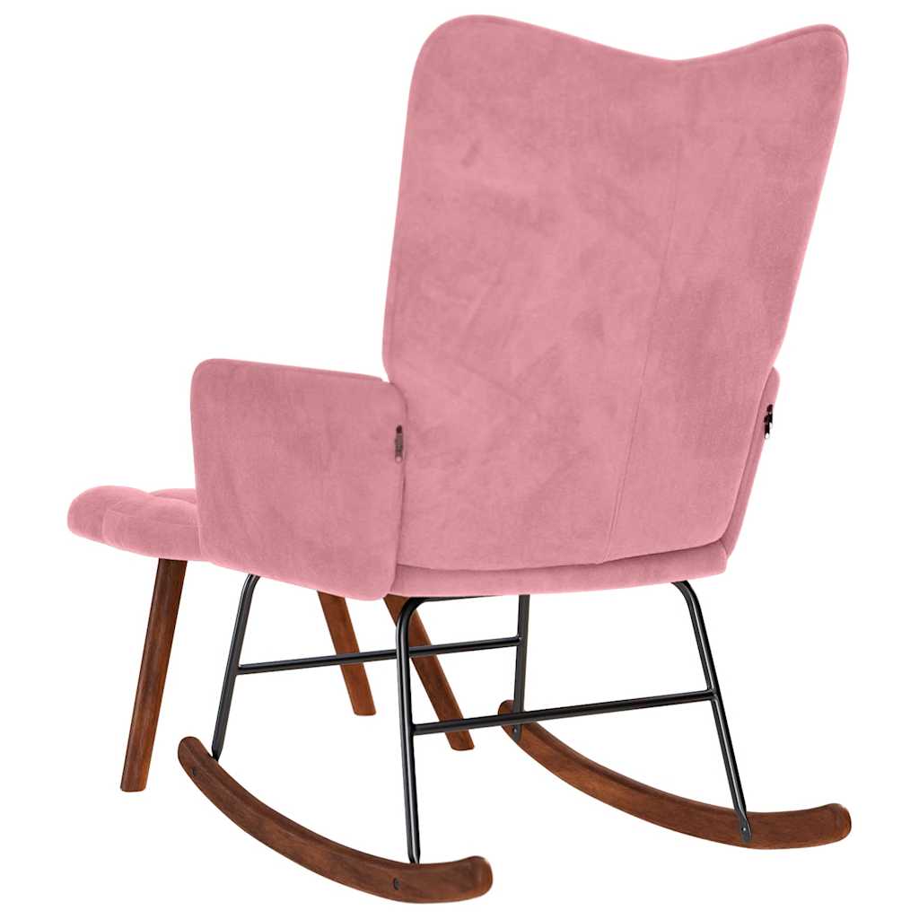 Schaukelstuhl mit Hocker Pink Velvet