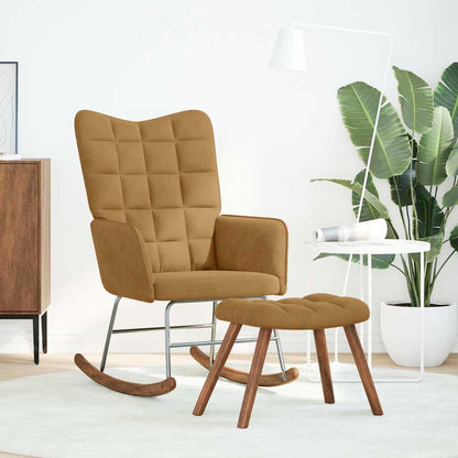 Schaukelstuhl mit Hocker Brauner Samt