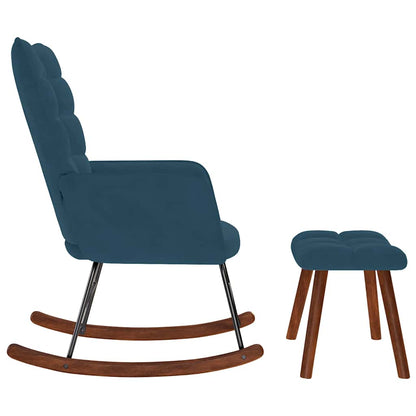 Schaukelstuhl mit Hocker Blauer Samt